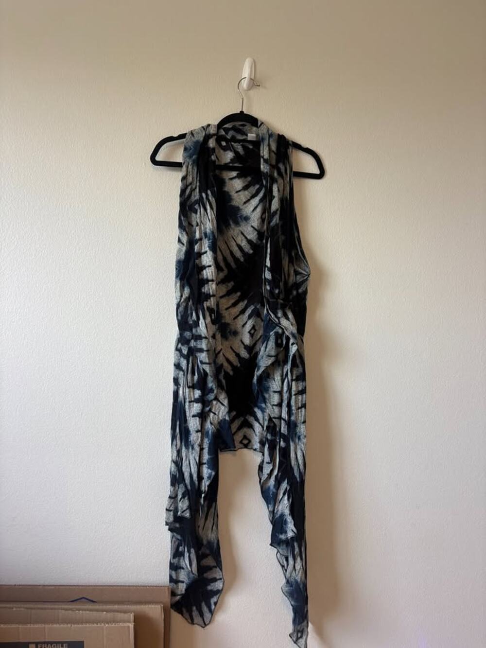 Amuse Society Black/Tan Tribal Tie-Dye Sleeveless Wrap Vest Swimsuit coverup